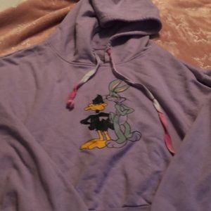 Bugs bunny and Daffy Duck purple half shirt